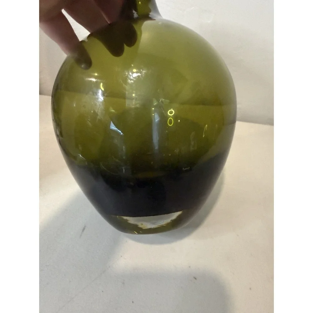 IKEA Salong Bottle Art Glass Vase Johanna Jelenek Olive‎ Green  ~8.5